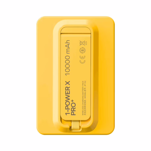 Momax รุ่น 1-Power X Pro+ with Stand (10000mAh) - พาวเวอร์แบงค์ไร้สาย+Built-in USB-C - สี Yellow