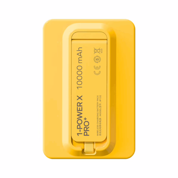Momax รุ่น 1-Power X Pro+ with Stand (10000mAh) - พาวเวอร์แบงค์ไร้สาย+Built-in USB-C - สี Yellow