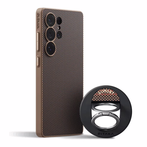 Pitaka รุ่น PIN Button - เคส Galaxy S25 Ultra - สี Black/Gold