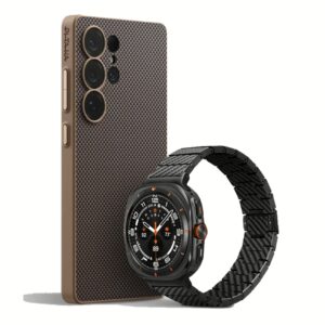 Pitaka รุ่น PIN Button - เคส Galaxy S25 Ultra - สี Black/Gold