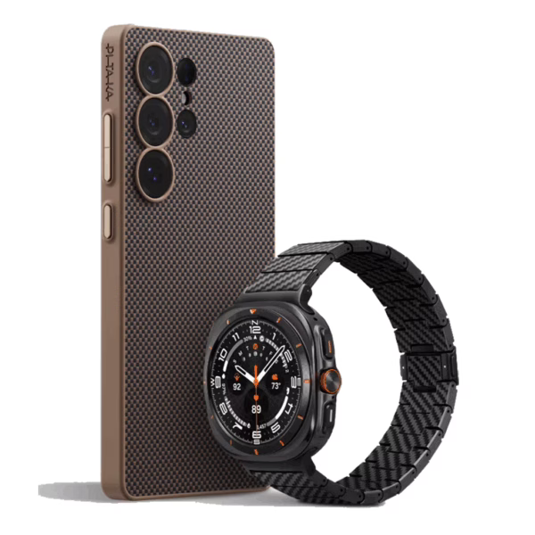 Pitaka รุ่น PIN Button - เคส Galaxy S25 Ultra - สี Black/Gold