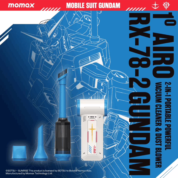 Momax รุ่น 1° Airo - พัดลม+ดูดฝุ่น แบบพกพา 2-in-1 - สี RX-78-2-White (Limited Edition)