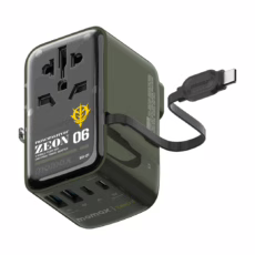 Momax หัวชาร์จ+หัวแปลงปลั๊กไฟ รุ่น 1-World+ Flow 4-Port 35W พร้อมสาย USB-C ในตัว - ลาย MS-06F-Green