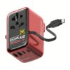 Momax หัวชาร์จ+หัวแปลงปลั๊กไฟ รุ่น 1-World+ Flow 4-Port 35W พร้อมสาย USB-C ในตัว - ลาย MS-06S-Red