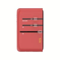 Momax หัวชาร์จ+หัวแปลงปลั๊กไฟ รุ่น 1-World+ Flow 4-Port 35W พร้อมสาย USB-C ในตัว - ลาย MS-06S-Red
