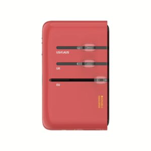 Momax หัวชาร์จ+หัวแปลงปลั๊กไฟ รุ่น 1-World+ Flow 4-Port 35W พร้อมสาย USB-C ในตัว - ลาย MS-06S-Red