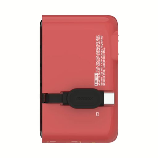 Momax หัวชาร์จ+หัวแปลงปลั๊กไฟ รุ่น 1-World+ Flow 4-Port 35W พร้อมสาย USB-C ในตัว - ลาย MS-06S-Red - Image 6