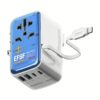 Momax หัวชาร์จ+หัวแปลงปลั๊กไฟ รุ่น 1-World+ Flow 4-Port 35W พร้อมสาย USB-C ในตัว - ลาย RX-78-2-White