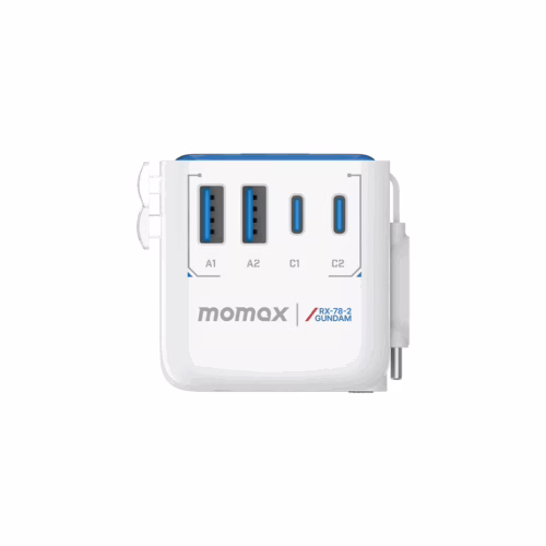 Momax หัวชาร์จ+หัวแปลงปลั๊กไฟ รุ่น 1-World+ Flow 4-Port 35W พร้อมสาย USB-C ในตัว - ลาย RX-78-2-White