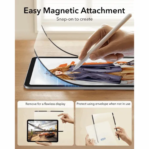 ESR รุ่น Paper-Feel Magnetic Screen Protector - ฟิล์มหน้าจอ iPad 11" (A16/2025), iPad 10.9" (10th/2022) - สี Clear