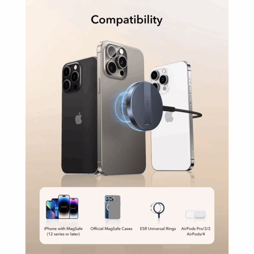 ESR รุ่น Qi2 Mini Wireless Charger (Halolock) - แท่นชาร์จไร้สาย - สี Black