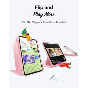ESR รุ่น Flip Magnetic Case (Pencil Holder) - เคส iPad 11" (A16/2025), iPad 10.9" (10th/2022) - สี Pink