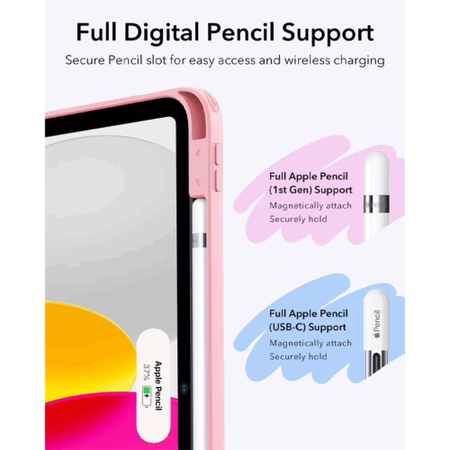 ESR รุ่น Flip Magnetic Case (Pencil Holder) - เคส iPad 11" (A16/2025), iPad 10.9" (10th/2022) - สี Pink