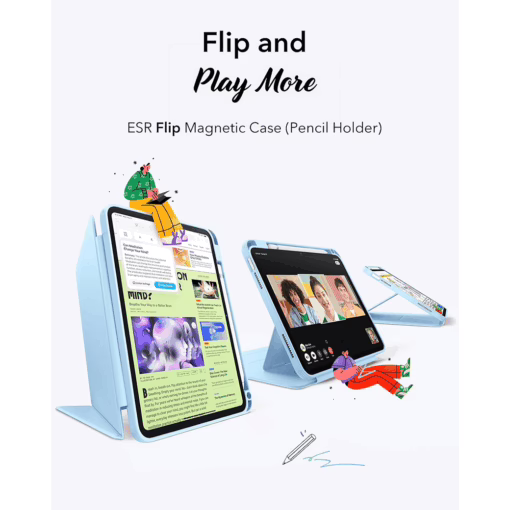 ESR รุ่น Flip Magnetic Case (Pencil Holder) - เคส iPad 11" (A16/2025), iPad 10.9" (10th/2022) - สี Sky Blue