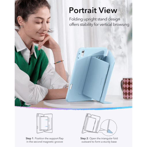 ESR รุ่น Flip Magnetic Case (Pencil Holder) - เคส iPad 11" (A16/2025), iPad 10.9" (10th/2022) - สี Sky Blue