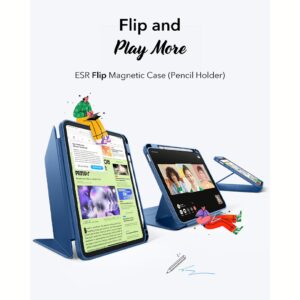 ESR รุ่น Flip Magnetic Case (Pencil Holder) - เคส iPad 11" (A16/2025), iPad 10.9" (10th/2022) - สี Navy Blue