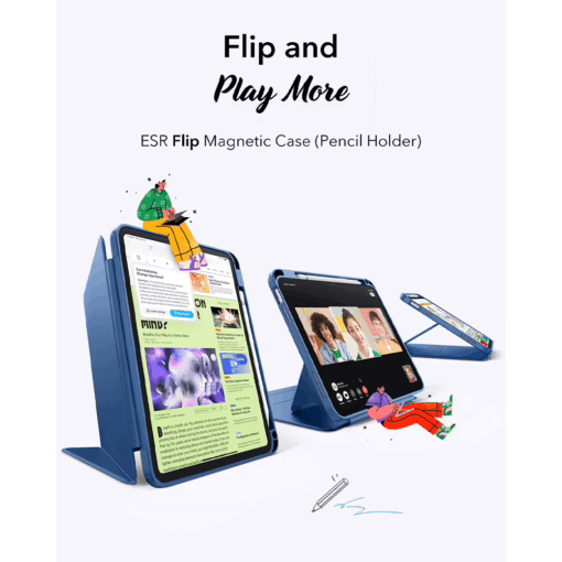 ESR รุ่น Flip Magnetic Case (Pencil Holder) - เคส iPad 11" (A16/2025), iPad 10.9" (10th/2022) - สี Navy Blue