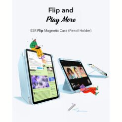 ESR รุ่น Flip Magnetic Case (Pencil Holder) - เคส iPad Air 11" (2025/2024), iPad Air 10.9" (5th/4th Gen) - สี Sky Blue