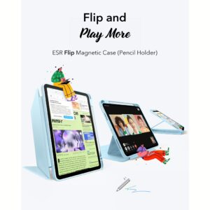 ESR รุ่น Flip Magnetic Case (Pencil Holder) - เคส iPad Air 11" (2025/2024), iPad Air 10.9" (5th/4th Gen) - สี Sky Blue