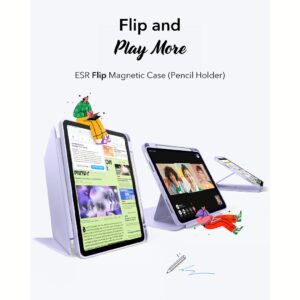 ESR รุ่น Flip Magnetic Case (Pencil Holder) - เคส iPad Air 11" (2025/2024), iPad Air 10.9" (5th/4th Gen) - สี Purple