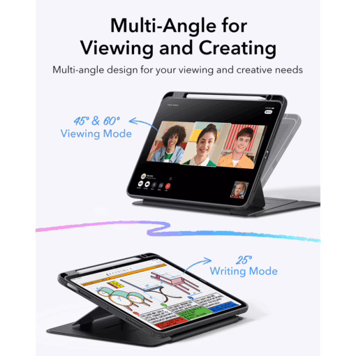 ESR รุ่น Flip Magnetic Case (Pencil Holder) - เคส iPad Air 11" (2025/2024), iPad Air 10.9" (5th/4th Gen) - สี Black