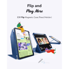 ESR รุ่น Flip Magnetic Case (Pencil Holder) - เคส iPad Air 11" (2025/2024), iPad Air 10.9" (5th/4th Gen) - สี Navy Blue - Image 3