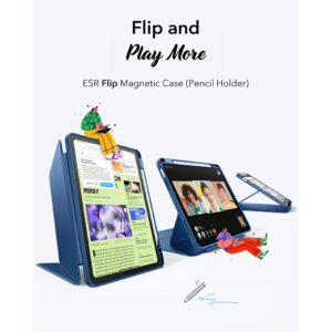 ESR รุ่น Flip Magnetic Case (Pencil Holder) - เคส iPad Air 11" (2025/2024), iPad Air 10.9" (5th/4th Gen) - สี Navy Blue
