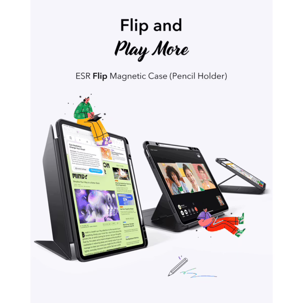 ESR รุ่น Flip Magnetic Case (Pencil Holder) - เคส iPad Air 13" (2025/2024) - สี Black
