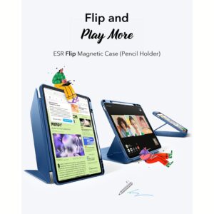 ESR รุ่น Flip Magnetic Case (Pencil Holder) - เคส iPad Air 13" (2025/2024) - สี Navy Blue
