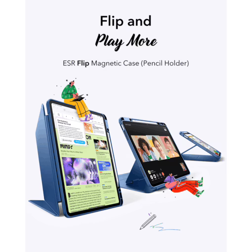 ESR รุ่น Flip Magnetic Case (Pencil Holder) - เคส iPad Air 13" (2025/2024) - สี Navy Blue
