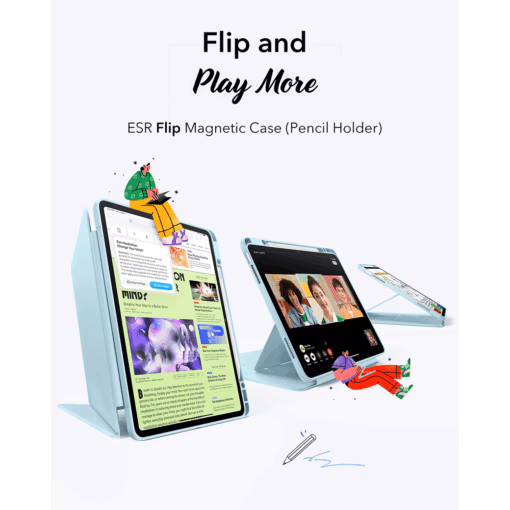 ESR รุ่น Flip Magnetic Case (Pencil Holder) - เคส iPad Air 13" (2025/2024) - สี Sky Blue
