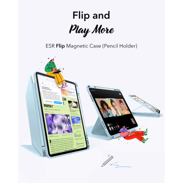 ESR รุ่น Flip Magnetic Case (Pencil Holder) - เคส iPad Air 13" (2025/2024) - สี Sky Blue