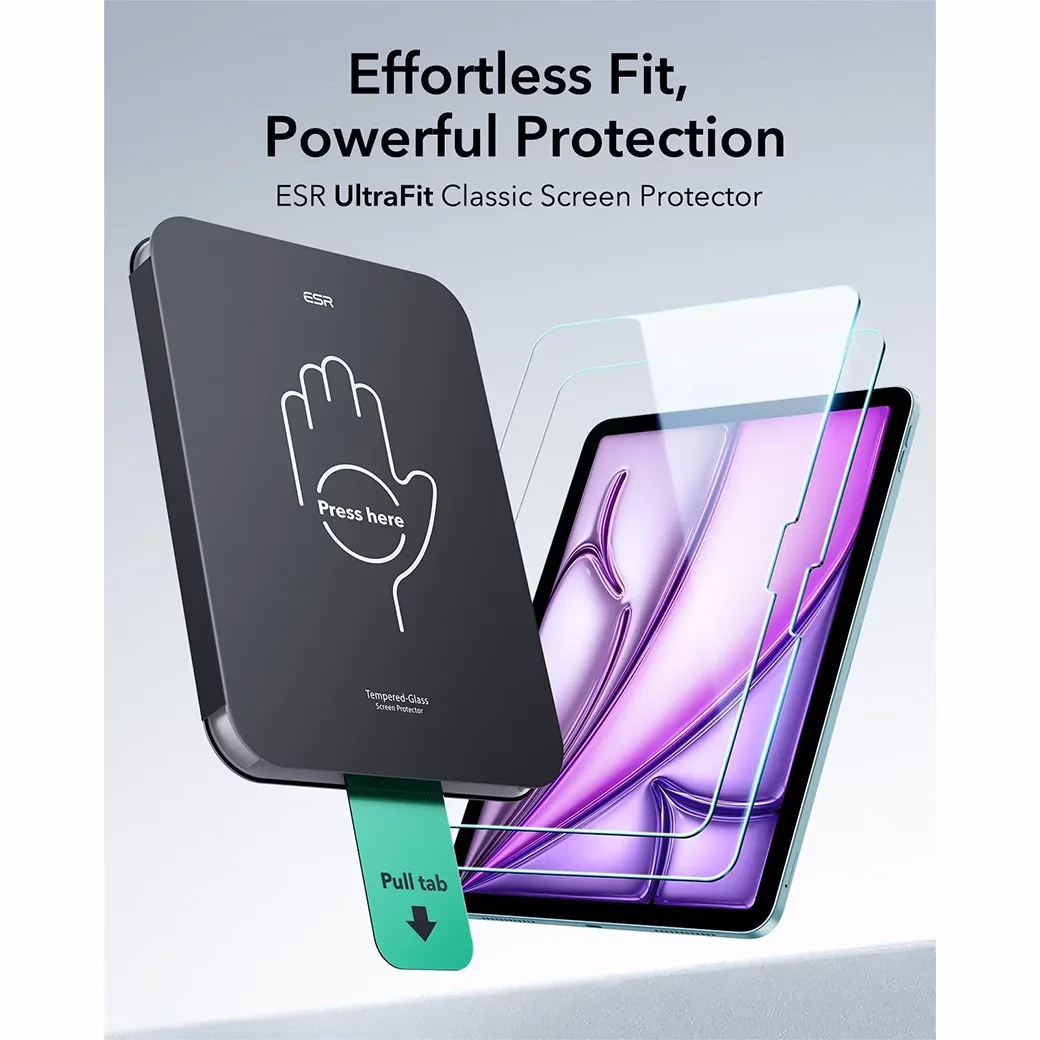 ESR รุ่น UltraFit Classic Screen Protector - ฟิล์มกระจก iPad Air 13" (2025/2024) - สี Clear (แพ็ค 2 ชิ้น) 4 ESR รุ่น UltraFit Classic Screen Protector - ฟิล์มกระจก iPad Air 13" (2025/2024) - สี Clear (แพ็ค 2 ชิ้น) - Image 4