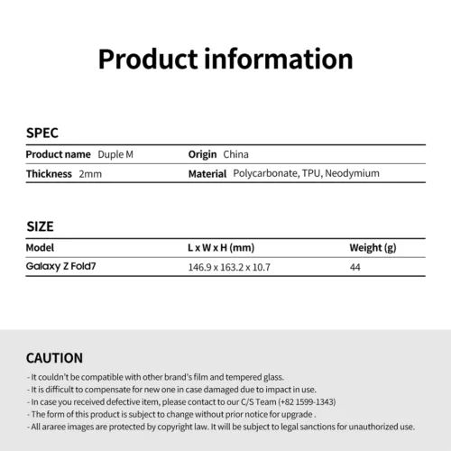 Araree รุ่น Duple M - เคส Galaxy Z Fold 7 - สี Clear