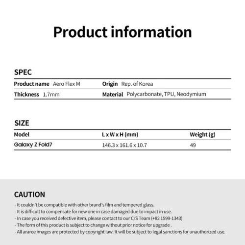 Araree รุ่น Aero Flex M - เคส Galaxy Z Fold 7 - สี Navy