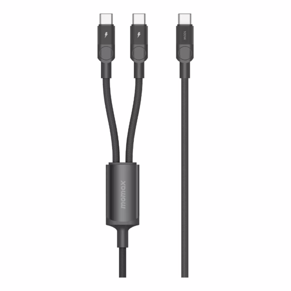 Momax สายชาร์จ 2 in 1 รุ่น Mag.Link ชาร์จไว PD QC 3.0 100W USB-C to C (ยาว 2m) - สี Black