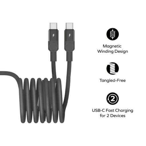 Momax สายชาร์จ 2 in 1 รุ่น Mag.Link ชาร์จไว PD QC 3.0 100W USB-C to C (ยาว 2m) - สี Black - Image 3