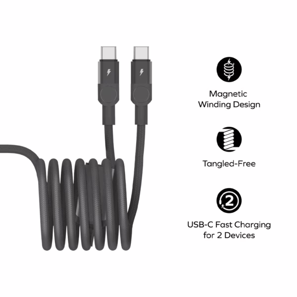 Momax สายชาร์จ 2 in 1 รุ่น Mag.Link ชาร์จไว PD QC 3.0 100W USB-C to C (ยาว 2m) - สี Black