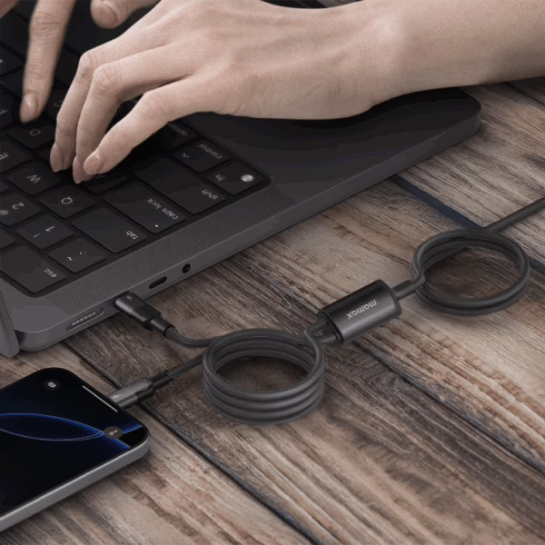 Momax สายชาร์จ 2 in 1 รุ่น Mag.Link ชาร์จไว PD QC 3.0 100W USB-C to C (ยาว 2m) - สี Black