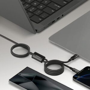 Momax สายชาร์จ 2 in 1 รุ่น Mag.Link ชาร์จไว PD QC 3.0 100W USB-C to C (ยาว 2m) - สี Black