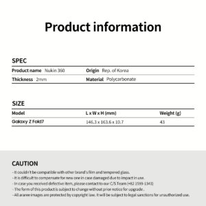 Araree รุ่น Nukin 360 M - เคส Galaxy Z Fold 7 - สี Clear Matte 23 Araree รุ่น Nukin 360 M - เคส Galaxy Z Fold 7 - สี Clear Matte