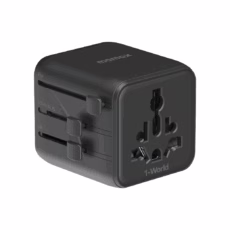 Momax หัวแปลงปลั๊กไฟ รุ่น 1‑World AC 2 ช่อง พร้อมระบบกันไฟ รองรับสูงสุด 2500W - สี Black