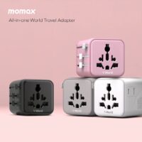 Momax หัวแปลงปลั๊กไฟ รุ่น 1‑World AC 2 ช่อง พร้อมระบบกันไฟ รองรับสูงสุด 2500W - สี Pink