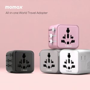 Momax หัวแปลงปลั๊กไฟ รุ่น 1‑World AC 2 ช่อง พร้อมระบบกันไฟ รองรับสูงสุด 2500W - สี White