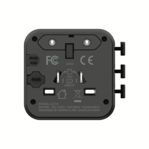 Momax หัวแปลงปลั๊กไฟ รุ่น 1‑World AC 2 ช่อง พร้อมระบบกันไฟ รองรับสูงสุด 2500W - สี Black