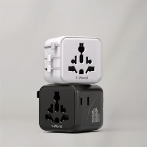 Momax หัวแปลงปลั๊กไฟ รุ่น 1‑World AC 2 ช่อง พร้อมระบบกันไฟ รองรับสูงสุด 2500W - สี White