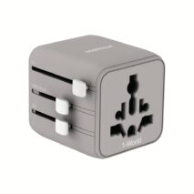 Momax หัวแปลงปลั๊กไฟ รุ่น 1‑World AC 2 ช่อง พร้อมระบบกันไฟ รองรับสูงสุด 2500W - สี Grey