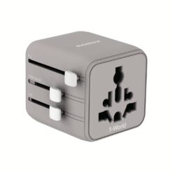 Momax หัวแปลงปลั๊กไฟ รุ่น 1‑World AC 2 ช่อง พร้อมระบบกันไฟ รองรับสูงสุด 2500W - สี Grey