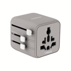 Momax หัวแปลงปลั๊กไฟ รุ่น 1‑World AC 2 ช่อง พร้อมระบบกันไฟ รองรับสูงสุด 2500W - สี Grey