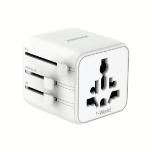 Momax หัวแปลงปลั๊กไฟ รุ่น 1‑World AC 2 ช่อง พร้อมระบบกันไฟ รองรับสูงสุด 2500W - สี White